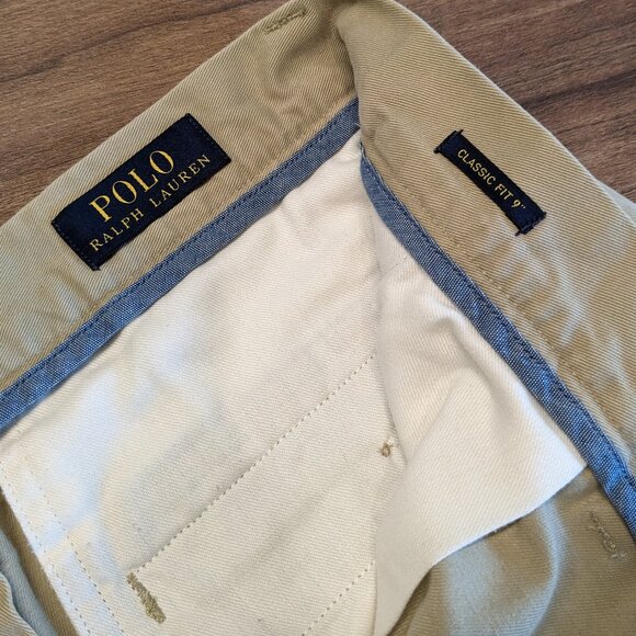 Polo Ralph Lauren Shorts Size 35 Beige Khaki Classic Fit Preppy 9in Cotton Chino - Picture 5 of 7